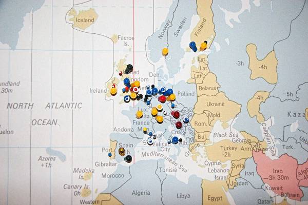DSTC world travel map, we went to Europe a lot,  | DSTC Farewell Symposium, 28 July 2005  | 