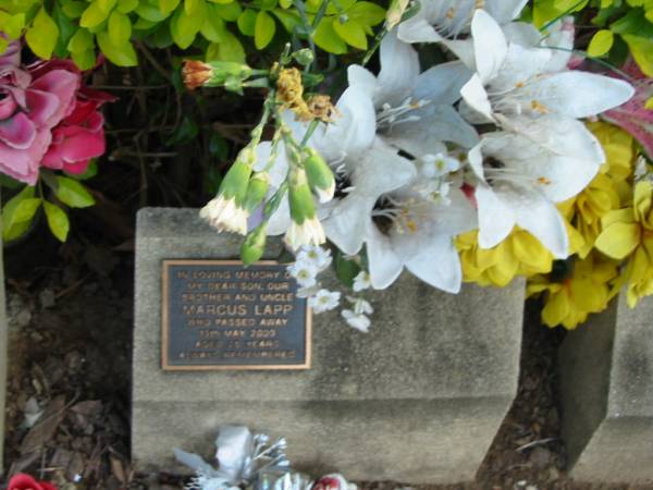 Marcus LAPP  | 19 May 2000  | aged 25  |   | Albany Creek Cemetery, Pine Rivers  |   | 