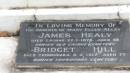 parents of Mary Ellen ALLEY
James HEALY
d: Cairns 27 Jan 1878 aged 38
buried Old Cairns Cemetery)
Bridget HILL
d: Toowoomba 3 Feb 1917 aged 77
buried Toowoomba Cemetery
Alley Family Graves, Gordonvale