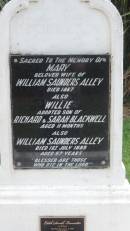 Mary (ALLEY)
d: 1887
wife of William Saunders ALLEY
Williw BLACKWELL
adopted son of Richard and Sarah BLACKWELL
d: aged 11 mo
William Saunders ALLEY
d: 1 Jul 1889 aged 57
Edith Sarah LANCASTER (nee WILLIAMS)
d: Thursday Island 1 Apr 1918 aged 37
mother of Alley, Maisie, Barron, Joseph Baird,
Rose, Nell, Jack Lancaster
granddaughter of W and M ALLEY
Alley Family Graves, Gordonvale