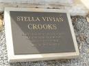 J.A. CROOKS,
died 6 March 1974 aged 78 years,
wife Stella,
daughter Margaret,
son John;
Stella Vivian CROOKS,
born 24-8-1894,
died 17-8-1999 aged 94 years 11 months,
wife of Jack;
Appletree Creek cemetery, Isis Shire