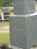 Robert DINNIE,
died 11-4-1917 aged 73 years;
Anne DINNIE,
died 21-7-1929 aged 79? years;
Appletree Creek cemetery, Isis Shire