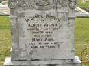 Albert VACHER,
died 22 Nov 1908 aged 75 years;
Mary Ann,
wife,
died 5 Feb 1920 aged 84 years;
Appletree Creek cemetery, Isis Shire