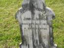 John E. DAVID,
died 12 Oct 1920? aged 6 months;
Appletree Creek cemetery, Isis Shire