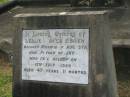 Leslie James OBRIEN,
husband of Augusta,
father of Joy,
died 12 July 1939 aged 47 years 11 months;
Appletree Creek cemetery, Isis Shire