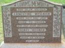 Ernestine WEGNER,
mother,
died 30 Aug 1937 aged 79 years;
Henry WEGNER,
father,
died 1 Feb 1940 aged 84 years;
Appletree Creek cemetery, Isis Shire