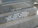 Mabel Cecily WEBB,
wife mother,
died 11 Feb 1944 aged 55 years;
Richard WEBB,
father,
died 19 June 1950 aged 78 years;
Audrey Mabel,
infant child;
Colin Leslie Waterson,
infant child;
Margaret Waterson,
infant child;
Appletree Creek cemetery, Isis Shire
