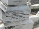 Catherine,
wife of Robert GANT,
died 2 June 1913 aged 56 years;
Robert GANT,
died 24 May 1926 aged 74 years;
Appletree Creek cemetery, Isis Shire