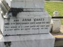 Henry Augustus OAKES,
born 17 Nov 1851 Seven Oaks McLeay River ,
died 20 Dec 1910;
Anna OAKES,
died 7 Sept 1957 aged 93 years;
Augustus John OAKES,
born 26 Jan 1824,
died 20 Dec 1893;
Janet,
wife,
born 7 Sept 1830,
died 19 Oct 1924;
Appletree Creek cemetery, Isis Shire