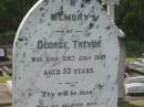George TREVOR,
died 26 July 1910 aged 53 years;
Elizabeth,
wife,
died 20 July 1933 aged 75 years;
Elizabeth Lucy TREVOR,
died 27 Jan 1957 aged 67 years;
Appletree Creek cemetery, Isis Shire