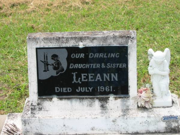 Leeann COLEMAN,  | daughter sister,  | died July 1961;  | Appletree Creek cemetery, Isis Shire  | 