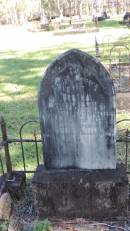 Bertha FOGGIN
youngest daughter of William and Esther FOGGIN
d: 16 Feb 1902 aged 9
Atherton Pioneer Cemetery (Samuel Dansie Park)