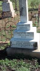 Margaret Olive HARTIGAN
d: 4 Jul 1925 aged 65
husband
Patrick HARTIGAN
d: 25 Dec 1930 aged 69
Aubigny Catholic Cemetery, Jondaryan