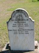 
Otto Wilhelm SCHILLING
geb 9 Juni 1884
gest 12 Dec 1886

Emil Paul Martin SCHILLING
geb  16 May 1886
gest 20 Dec 1886

Bethania (Lutheran) Bethania, Gold Coast
