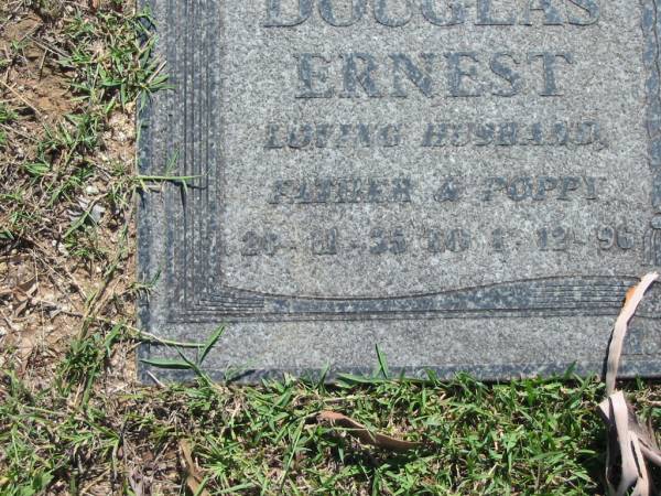 Douglas Ernest DREWS,  | husband father poppy,  | 20-11-35 - 1-12-96;  | Blackbutt-Benarkin cemetery, South Burnett Region  | 