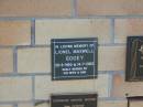 Lionel Maxwell GOOEY,
28-5-1920 - 14-7-2003,
missed by wife & son;
Blackbutt-Benarkin cemetery, South Burnett Region