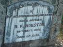 R.P. (Roy) HOUSTON,
husband daddy son brother,
died 19 Sept 1946;
Blackbutt-Benarkin cemetery, South Burnett Region