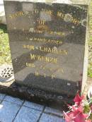 John Charles MCKENZIE,
father grandfather,
died 22-2-74;
Blackbutt-Benarkin cemetery, South Burnett Region