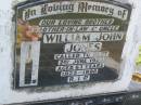 William John (Bill) JONES,
brother brother-in-law uncle,
1925 - 1988,
died 2 June 1988 aged 63 years;
Blackbutt-Benarkin cemetery, South Burnett Region