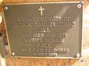 George Samuel David BALL,
died 7-2-1971;
Muriel Minnie BALL,
died 20-7-1988;
Bribie Island Memorial Gardens, Caboolture Shire