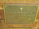Edna Lillian LLOYD,
1-4-1910 - 27-1-99 aged 88 years;
Bribie Island Memorial Gardens, Caboolture Shire