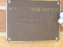 Peter George SIMPSON,
20-2-50 - 8-8-96;
Bribie Island Memorial Gardens, Caboolture Shire