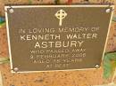 Kenneth Walter ASTBURY,
died 9 Feb 2006 aged 76 years;
Bribie Island Memorial Gardens, Caboolture Shire