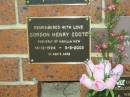 Gordon Henry COOTE,
formerly of Manilla NSW,
14-12-1924 - 5-3-2002;
Bribie Island Memorial Gardens, Caboolture Shire