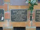 Betty Margaret WILKIE,
wife mother grandmother great-grandmother,
born 9-5-1922,
died after illness 29-9-2003;
Bribie Island Memorial Gardens, Caboolture Shire