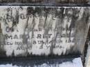 Margaret BALL, mother,
died 8 March 1957 aged 83 years;
Dorothy Margaret STOCK,
wife of Esric, daughter mother,
died 27 June 1983 aged 87 years;
Brookfield Cemetery, Brisbane