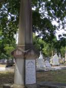 Julia DOYLE, mother,
died 1 April 1915 aged 69 years;
Amy KIERNAN, sister,
died 6 Dec 1954 aged 75 years;
Brookfield Cemetery, Brisbane