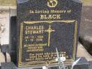 Charles Steward BLACK,
29-11-1908 - 4-10-2000,
husband father grandfather;
Brookfield Cemetery, Brisbane