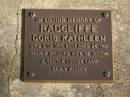 Doris Kathleen RADCLIFFE,
died 5 Dec 2001 aged 98 years,
wife of Victor;
Brookfield Cemetery, Brisbane