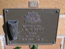 J.R.T. DENT,
died 15-3-2000 aged 78 years;
Brookfield Cemetery, Brisbane