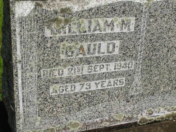 William M. GAULD,  | died 21 Sept 1940 aged 73 years;  | Brooweena St Mary's Anglican cemetery, Woocoo Shire  | 