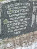 Andrew CONROY,
husband father,
died 28 Dec 1946 aged 70 years;
Mary CONROY,
mother,
died 24 Dec 1955 aged 86 years;
Bryden (formerly Deep Creek) Catholic cemetery, Esk Shire