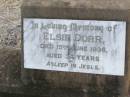 Elsie DORR,
died 15 June 1936 aged 34 years;
Caffey Cemetery, Gatton Shire