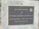 Lenard Robert LUHRMANN,
died 21-2-1995 aged 72 years;
Canungra Cemetery, Beaudesert Shire