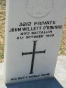 John Willett OROURKE,
6 Oct 1940;
Canungra Cemetery, Beaudesert Shire