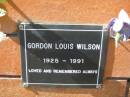 Gordon Louis WILSON,
1924 - 1991;
Canungra Cemetery, Beaudesert Shire