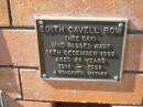 Edith Cavell ROW (nee DAY), mother,
died 14 Dec 1992 aged 76 years,
1916 - 1992;
Canungra Cemetery, Beaudesert Shire