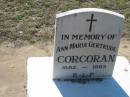 Ann Maria Gertrude CORCORAN,
1882 - 1963;
Canungra Cemetery, Beaudesert Shire