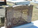 Alfred William FINCH,
husband father,
died 26 Jan 1969 aged 70 years;
Mary Eileen FINCH,
wife mother,
died 22 May 1983 aged 85 years;
Canungra Cemetery, Beaudesert Shire