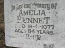 Amelia BENNET,
died 18-6-1977 aged 84 years;
Canungra Cemetery, Beaudesert Shire