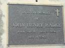 John Henry RADKE,
born 3-11-28 died 27-4-96;
Canungra Cemetery, Beaudesert Shire