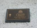 
Private E. MALETZ, died 28.3.2002 age 72;
Chambers Flat Cemetery, Beaudesert
