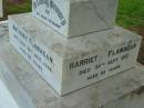 Anthony FLANAGAN, husband,
died 30 Nov 1920 aged 50 years;
Mary Lillian FLANAGAN,
12-9-1909 - 31-7-1998;
Harriet FLANAGAN,
died 30 Sept 1977 aged 93 years;
Ann Margaret FLANAGAN, daughter,
10-3-1908 - 14-8-1995;
Mary Lillian FLANAGAN, daughter,
12-9-1909 - 31-7-1998?;
Sacred Heart Catholic Church, Christmas Creek, Beaudesert Shire