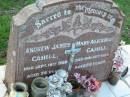 Andrew James CAHILL,
died 16 Sept 1966 aged 74 years;
Mary Alice (May) CAHILL,
died 26 Nov 1984 aged 88 years;
Sacred Heart Catholic Church, Christmas Creek, Beaudesert Shire