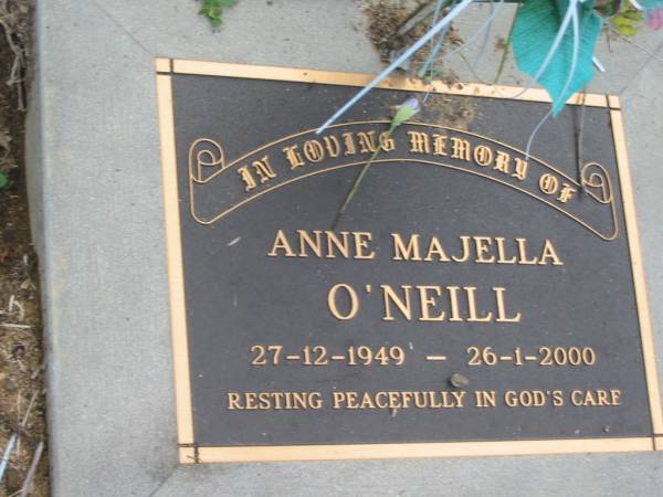 Anne Majella O'NEILL,  | 27-12-1949 - 26-1-2000;  | Sacred Heart Catholic Church, Christmas Creek, Beaudesert Shire  |   | 