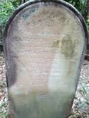 Elizabeth COOPER (nee STEPHENS)
d:16 Aug 1874, aged 26
eldest daughter of John STEPHENS
Elizabeth Cooper, Thomas Graham and Mrs Siebold drowned off St Patricks Point on 16 Aug 1874. Only Elizabeths grave is marked.
The cutter Platypus with eleven people abord, capsized during a reef trip. The deaths sparked a heated debate in the newspapers. There were accusations of cowardice against some of those on-board who allegedly failed to try to rescuing the deceased.
Mystery surrounds the choice of this site for a grave. Was it an isolated section of the cemetery or were others buried nearby? Was this actually the main part of the cemetery in those early years of Cooktown?
Cooktown Cemetery